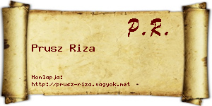 Prusz Riza névjegykártya